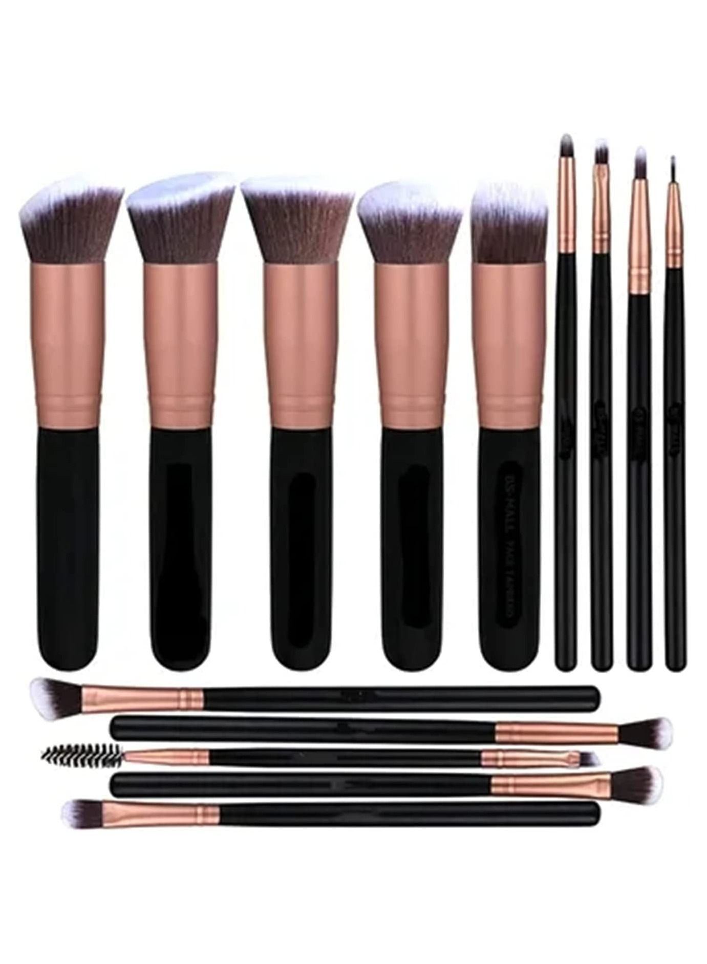 14-Piece Makeup Multi Use Brush Set Rose Gold/Black