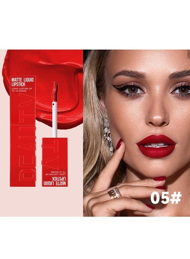 Matte Liquid Lipstick - Long Lasting Up To 16 Hours, New York Velvet Lip Gloss Lip Stain Can Let Your Lip Look Fuller(05#)