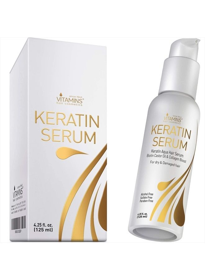 Vitamins Keratin Protein Hair Serum - Biotin Anti Frizz Control Repair Treatment with Castor Oil for Frizzy Dry Damaged Hair - Straight or Curly Hair Products - Heat Protectant for Shine and Gloss