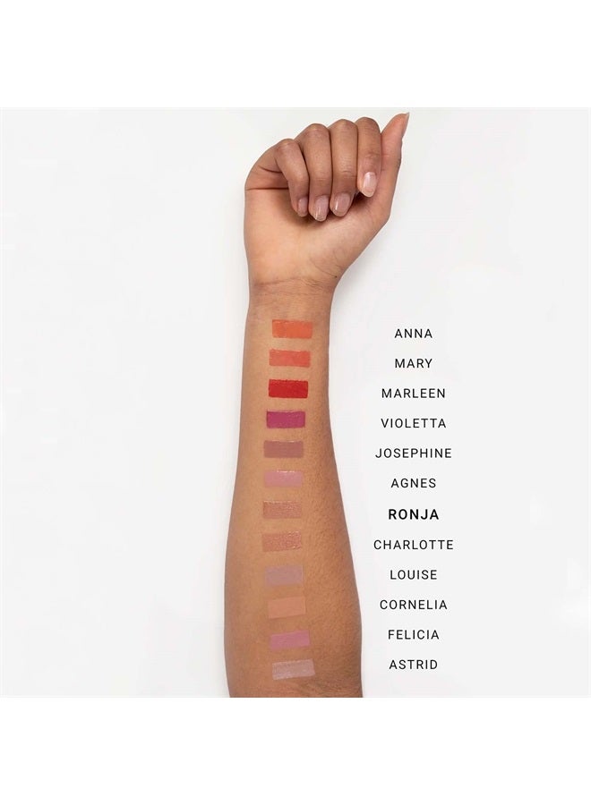 Lip Gloss - Soft, Creamy Formula for Velvet Soft, Shiny Pout - Intense Vitamin E Hydration for Dry, Chapped Lips - Non-Sticky, Long Lasting Pigment - 018 Ronja - 0.27 oz