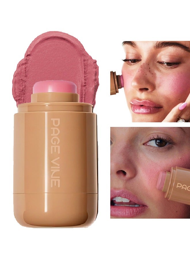 Pocket Blush -  Long Lasting Smooth Lipstick Blush Stick, Matte Highly Chroma Blusher Paste, Waterproof Blusher Cream #01