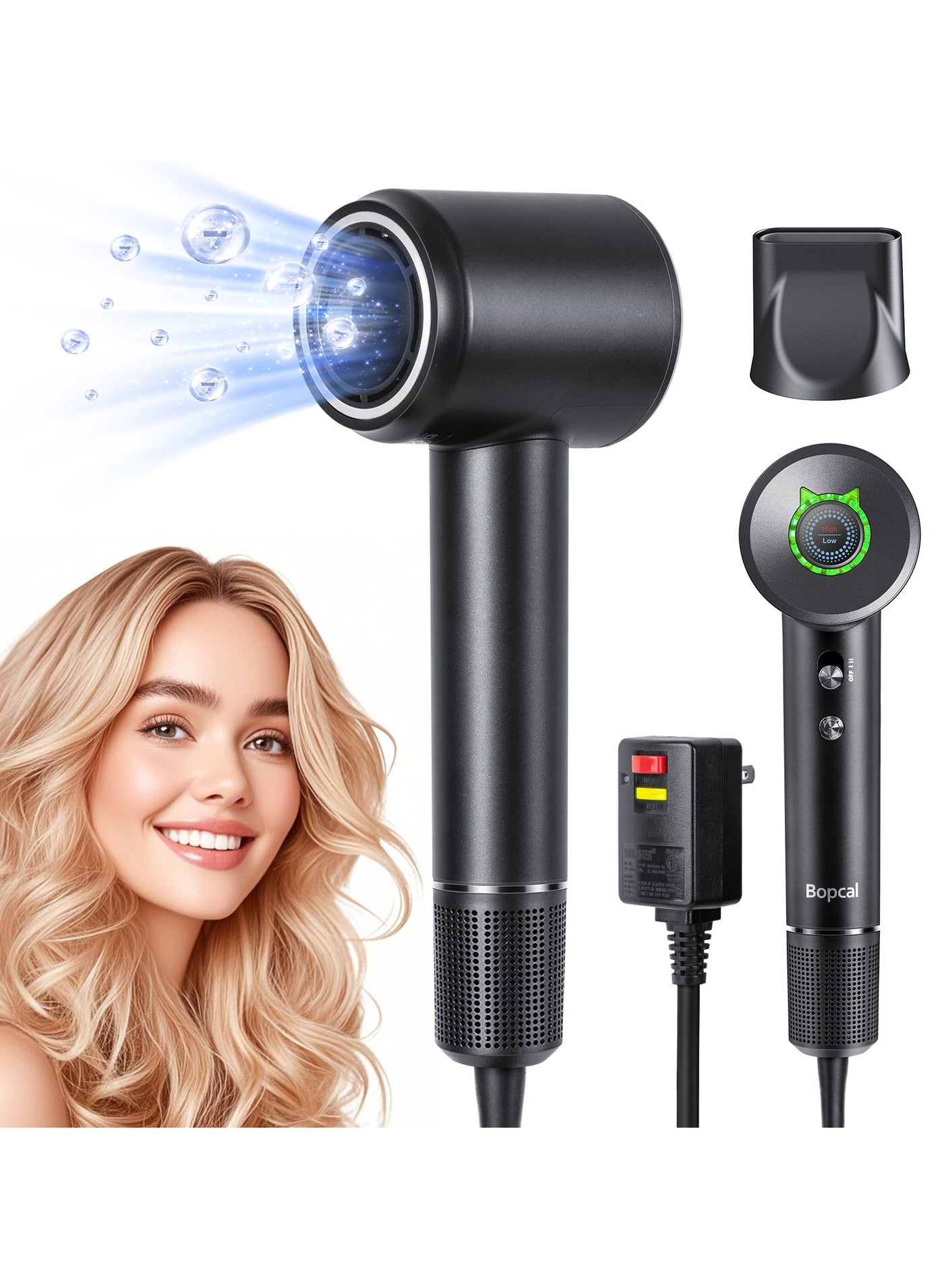 Ionic Hairdryer Professional Hair Dryer 1500W High-Speed Brushless Motor Fast Drying Salon Thermo-Control Blow Dryer