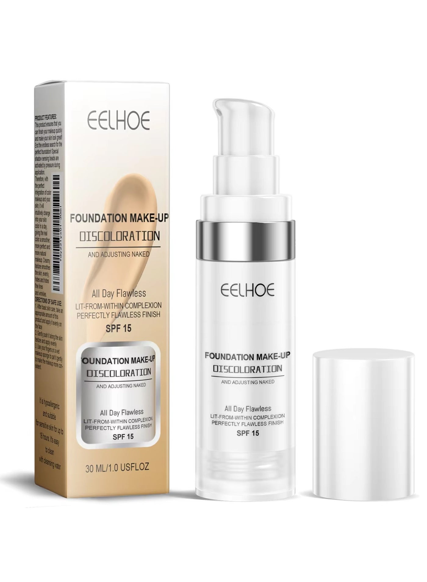 Foundation Makeup Naturally Liquid Foundation Full Coverage Concealer Great Long-lasting Moisturizing, Waterproof, Sweat-proof, No Makeup Loss, Temperature Change Brightening Skin color