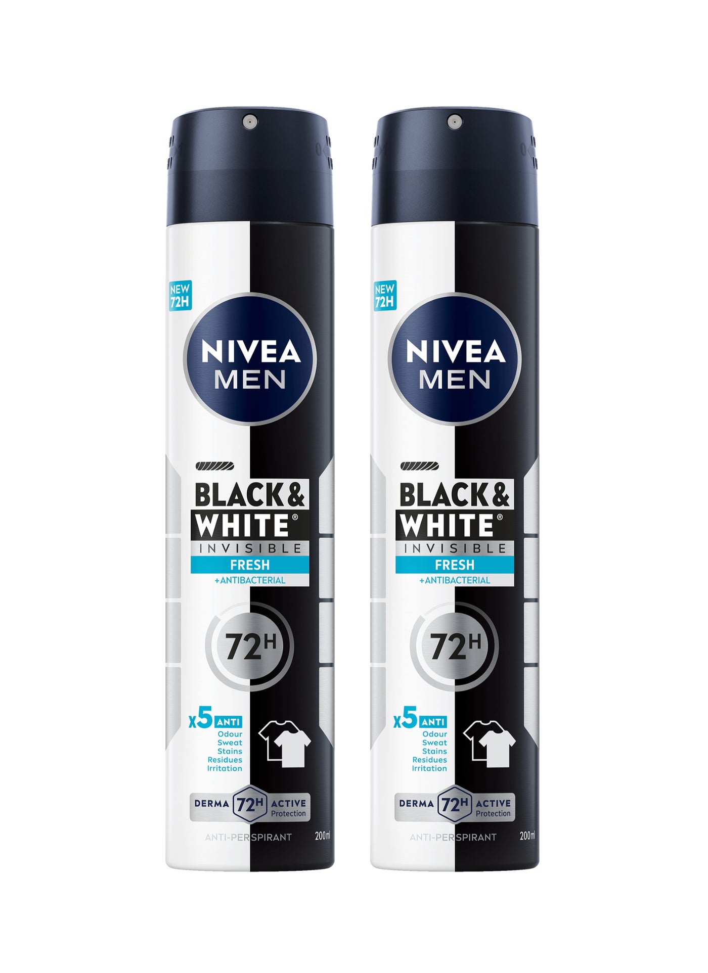 Antiperspirant Spray  Black And  White Invisible Fresh Pack of 2