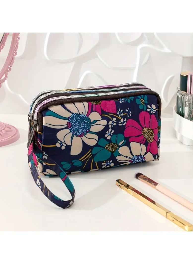 Floral Printed Wristlet Wallet - Large Capacity Clutch Purse for Women, Perfect for Travel and Organization