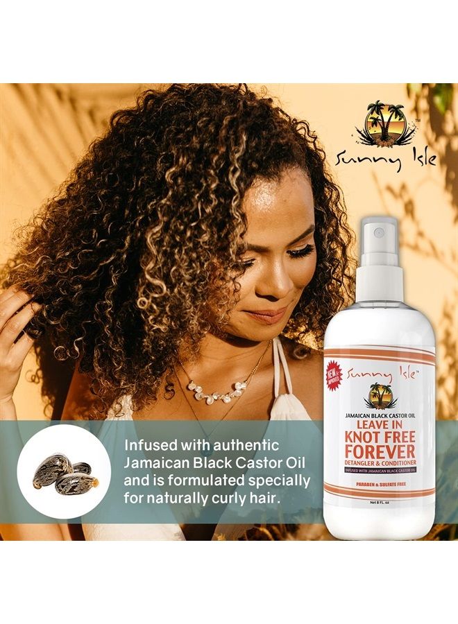 Jamaican Black Castor Oil Knot Free Forever Leave-In Detangler & Conditioner 8oz | Moisturizes & Stimulates Hair Growth | Softens & Detangles | Eliminates Frizz | Men & Women