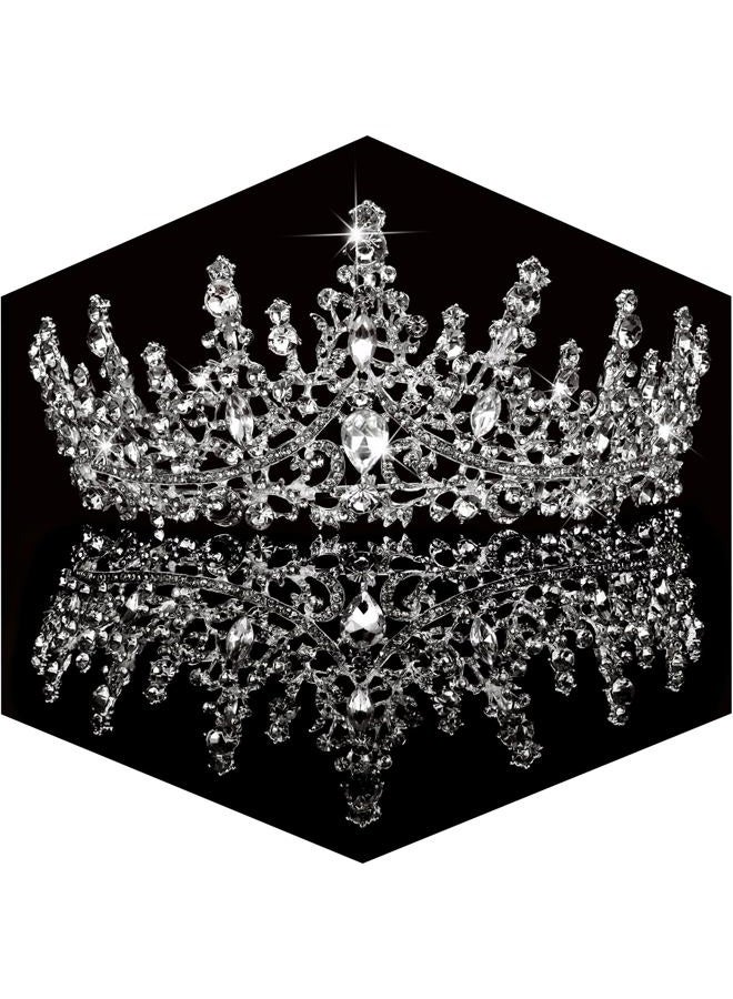 Silver Wedding Crystal Tiaras and Crowns for Women, Bride Royal Queen Headband Princess Quinceanera Headpieces for Birthday Prom Pageant Party