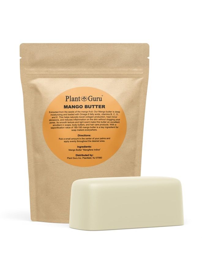 Raw Mango Butter 1 lb. Bar - 100% Pure Natural Unrefined - Great for Skin, and Hair Growth. DIY Soap Making, Body Butter, Lotions and Creams.