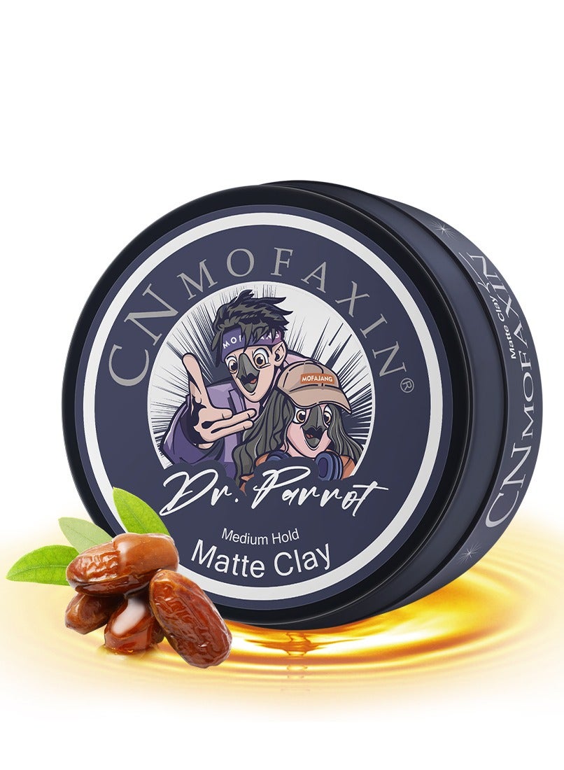 Medium Hold Dr. Parrot Matte Clay Hair Wax (100g) – Hair Styling Wax with Natural Matte Finish – Long-Lasting Texture Hair Gel For Studio Styling, Shaping, & Nourishment – Easy Wash All Hair Types For Men & Women