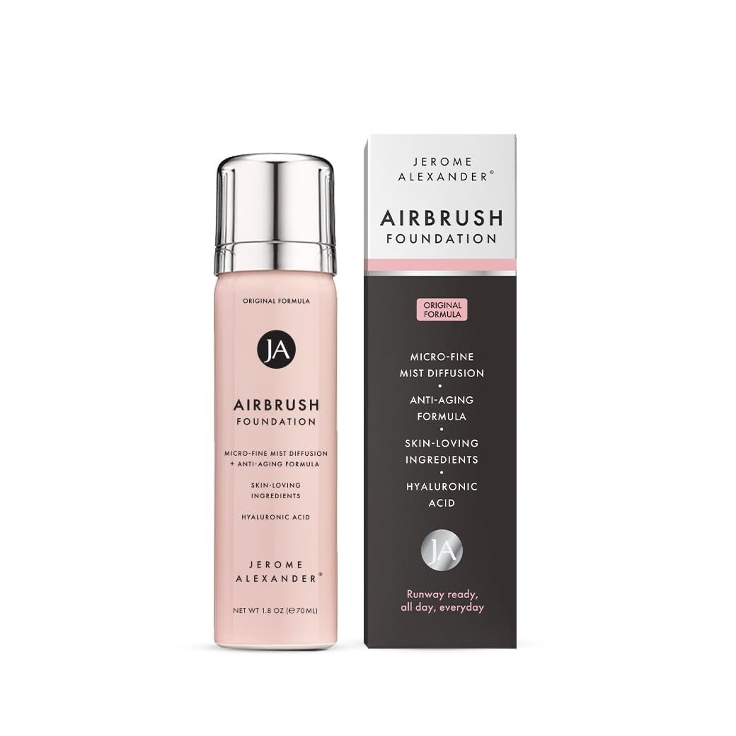 Jerome Alexander MagicMinerals AirBrush Foundation, Spray Makeup with Skincare Active Ingredients, Ultra-Light, Buildable, Full Coverage Formula (Cognac)