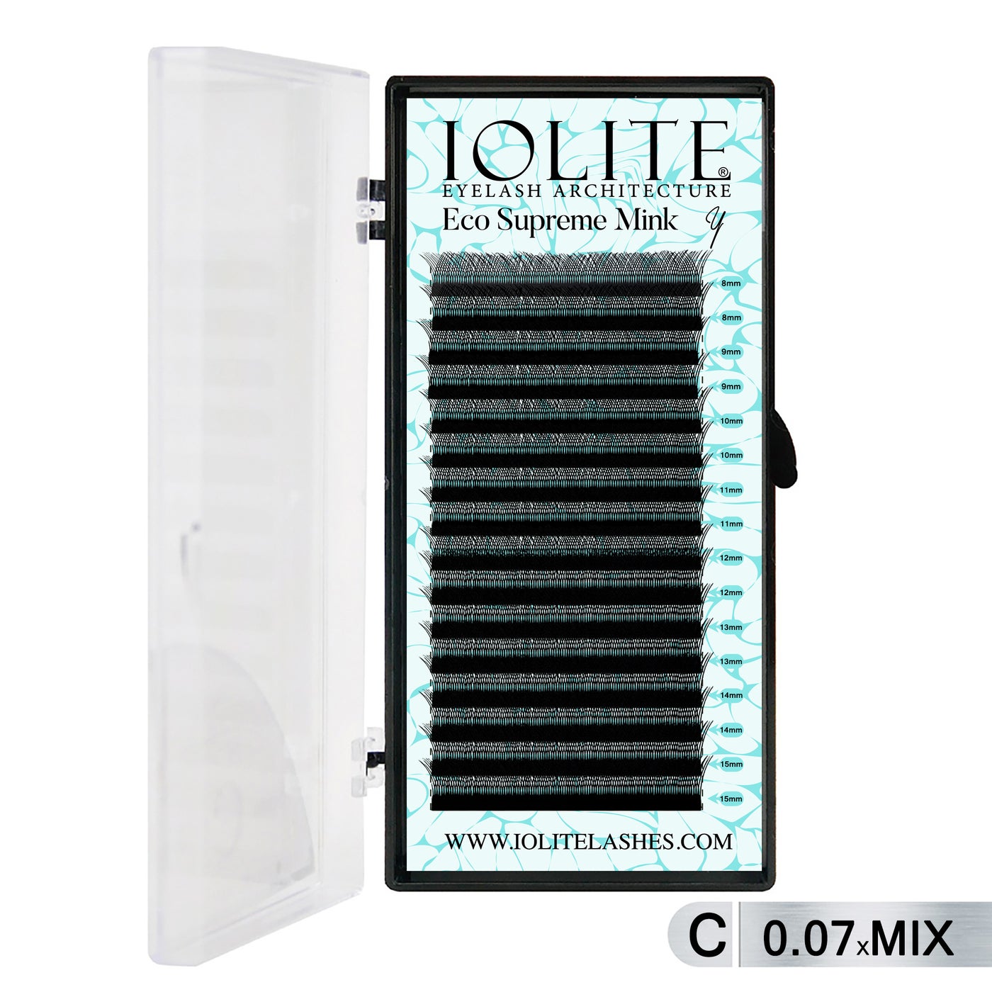 Iolite Eco Supreme Mink (Y) C curl - 0.7T Mix & 8mm to 15mm Individual Lash Extension Tray – Natural-Looking Volume False Lashes | Easy Fan Y lashes, Professional Eyelash Extensions for Lash Artists ISMYC7T - MIX
