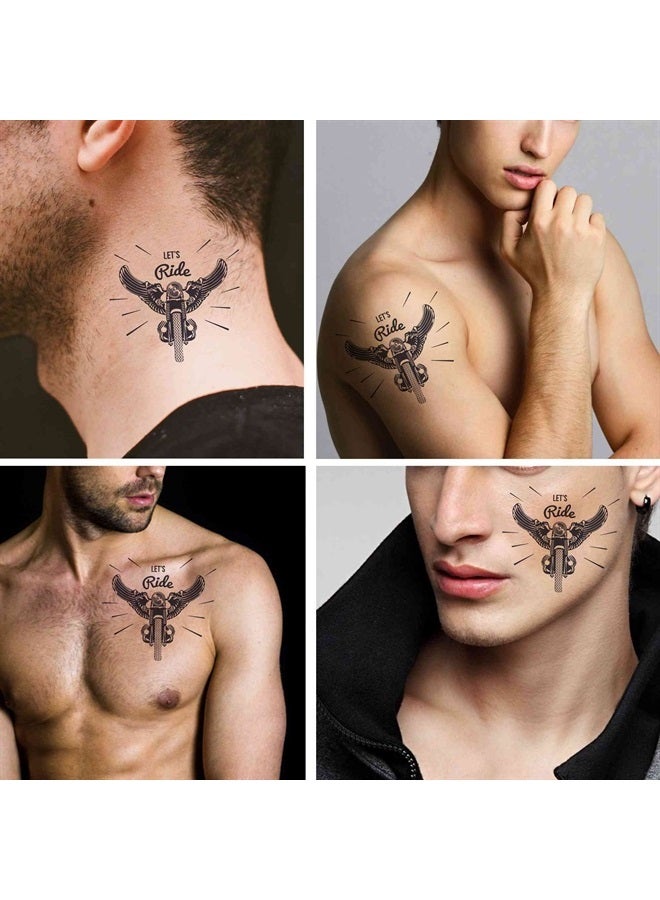 Tattoo design 6 Sheets Temporary Tattoos Vintage Motorcycle Wing Temporary tattoo Neck Arm Chest for Women Men Adults