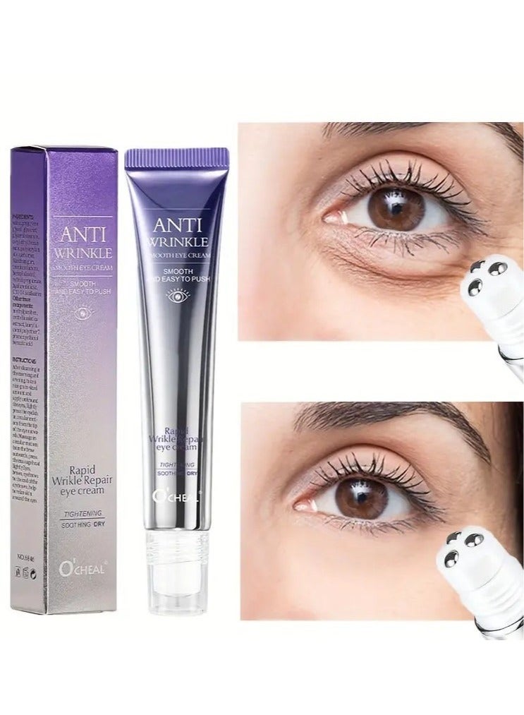 Anti-Wrinkle Eye Cream with Rollerball Design - Alcohol Free, Quick Drying, Hydrating Glycerin & Hyaluronic Acid, Firming & Refreshing, Fades Fine Lines, Nicotinamide, Suitable for All Skin Types, Unisex Adult Use
