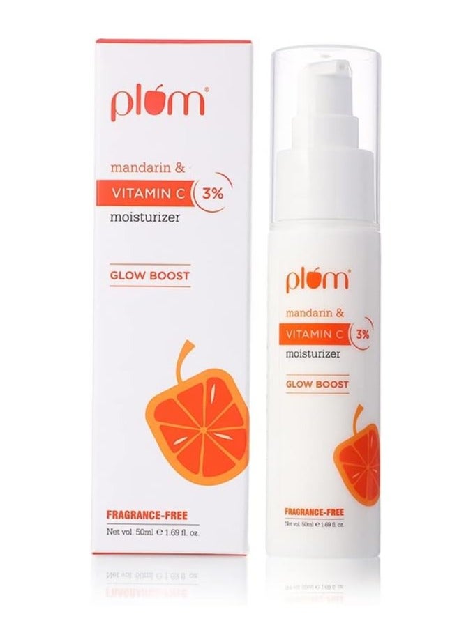 Plum 3% Vitamin C Moisturizer with Mandarin For Uneven Skin Tone Dull Skin, Fragrance-Free, 100% Vegan, 50 ml