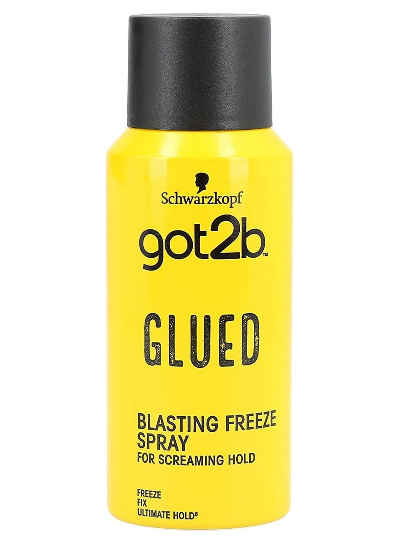 Schwarzkopf got2b Glued Blasting Freeze Spray, Strong Hold Hairspray for Up to 72 Hours, Vegan, Silicone Free, 100 ml