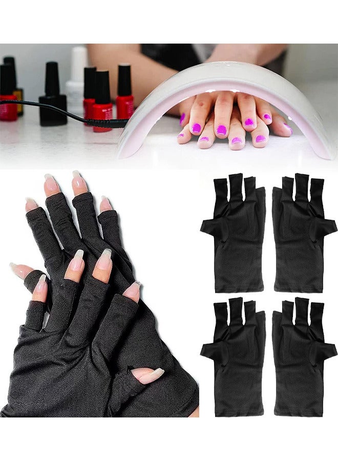 2 Pairs UV Protection Gloves For Gel Nail Lamp, Skin Care Anti UV Light Gloves For Making Gel Nail Manicures, Fingerless Gloves For Protecting Hands From Nails UV Light