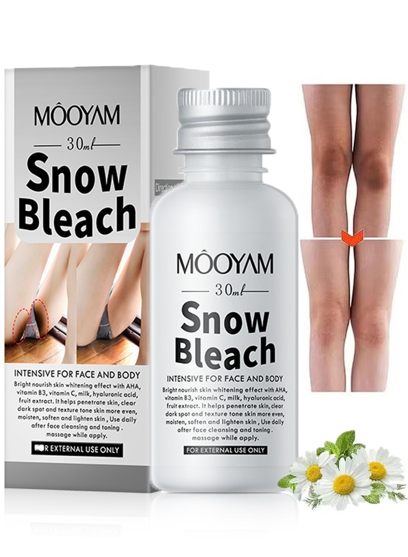 Snow Bleach Cream Intensive Brightening Treatment for Face and Body Skin Tone Correction and Dark Spot Removal for External Use Only 30ml