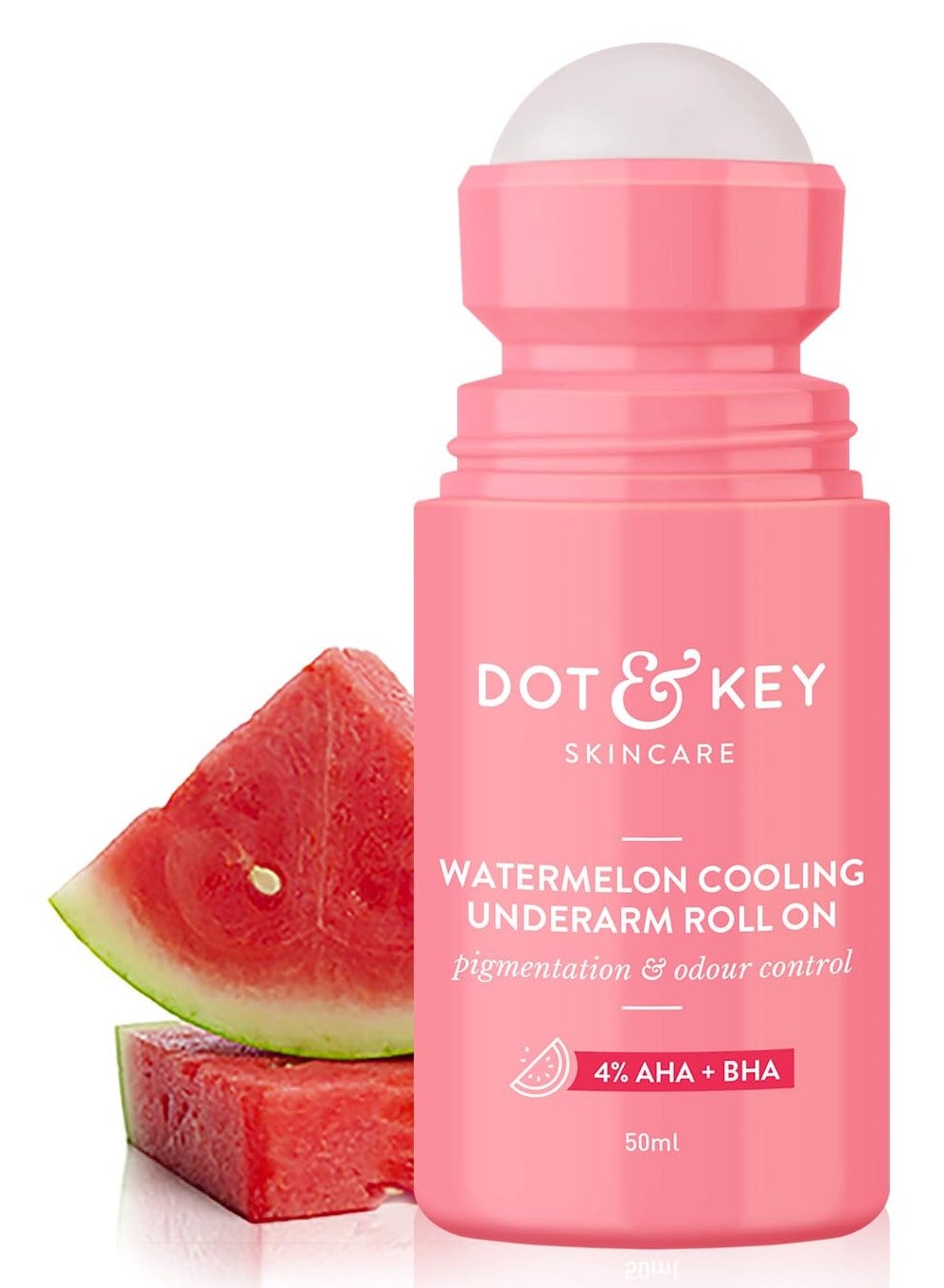 Watermelon Cooling Underarm Roll On | Odour & Sweat Controls | 4% AHA + BHA | Fresh Aqua Fragrance | Gently Exfoliates & Smooths Skin | For Men & Women | 50ml