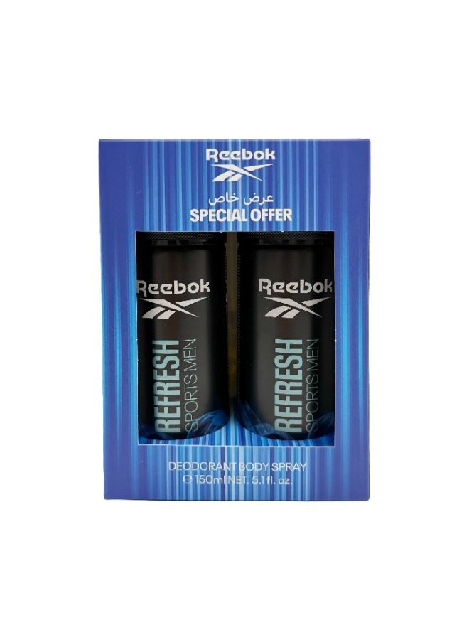 Reebok Refresh Deodorant Body Spray For Him 150Ml x2