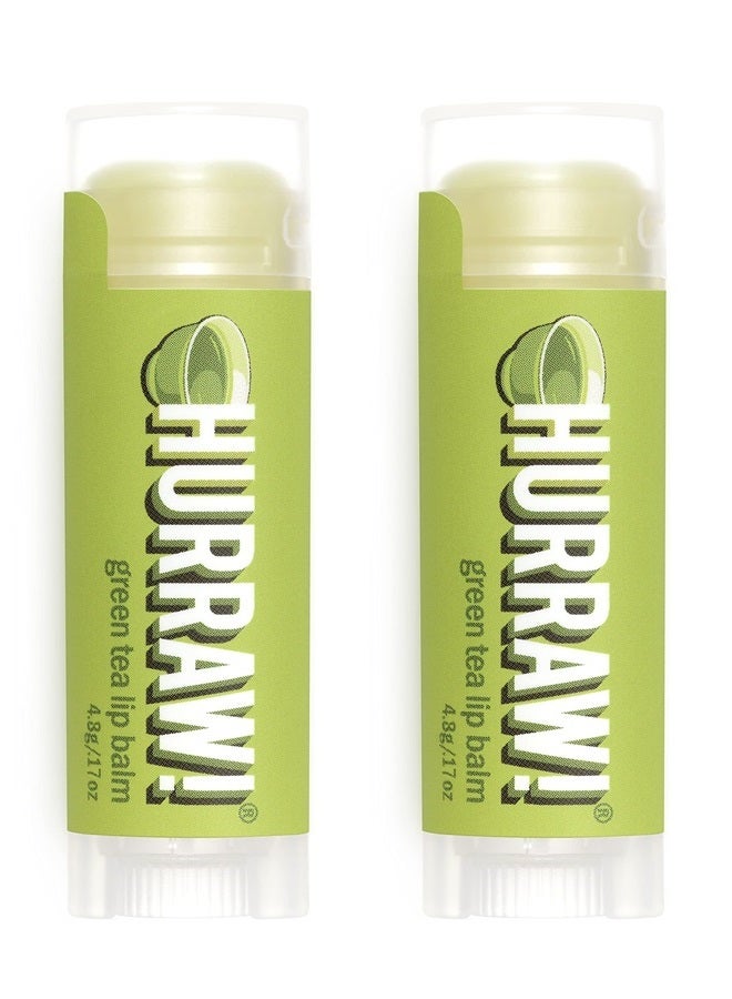 Hurraw! Green Tea Lip Balm, 2 Pack: Organic, Certified Vegan, Cruelty and Gluten Free. Non-GMO, 100% Natural Ingredients. Bee, Shea, Soy and Palm Free. Made in USA