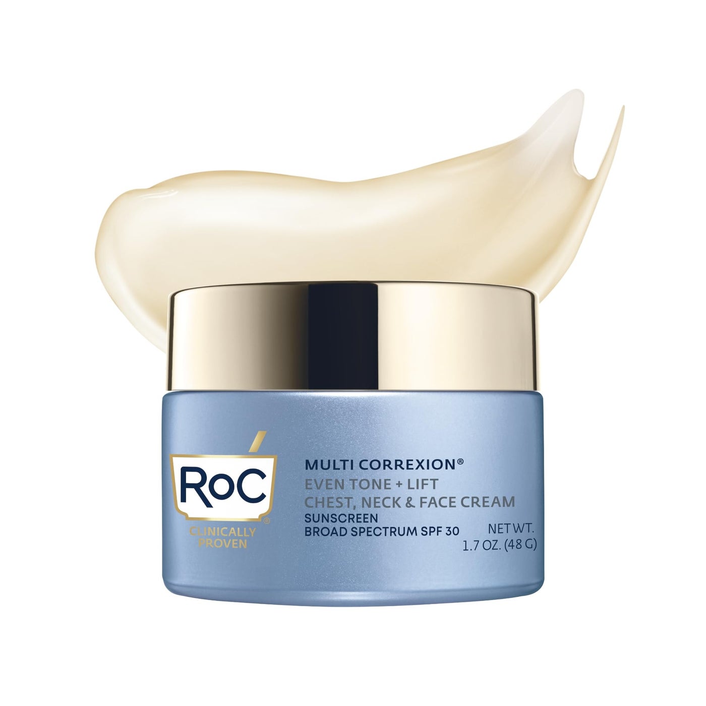 RoC Multi Correxion 5 in 1 Chest Neck Face Moisturizer Face Cream with SPF 30 for Visible Wrinkle and Neck Firming and Tightening, Oil Free Skin Care, 1.7 oz (Packaging May Vary)
