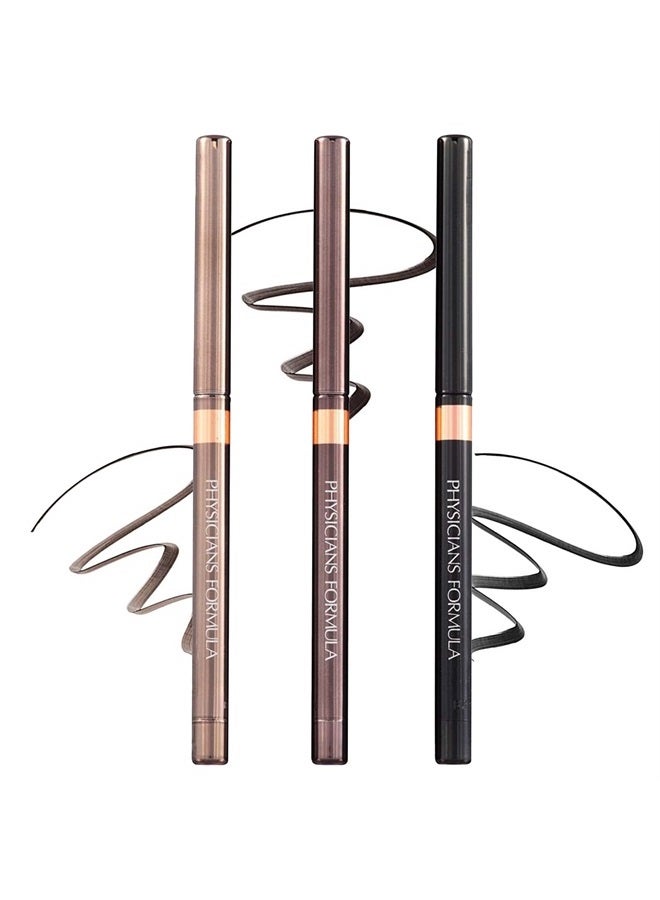 Shimmer Eyeliner Pencil Set Of 3, Black, Dark Brown, Brown, Custom Eye Enhancing Eyeliner Trio, Dermatologist Approved