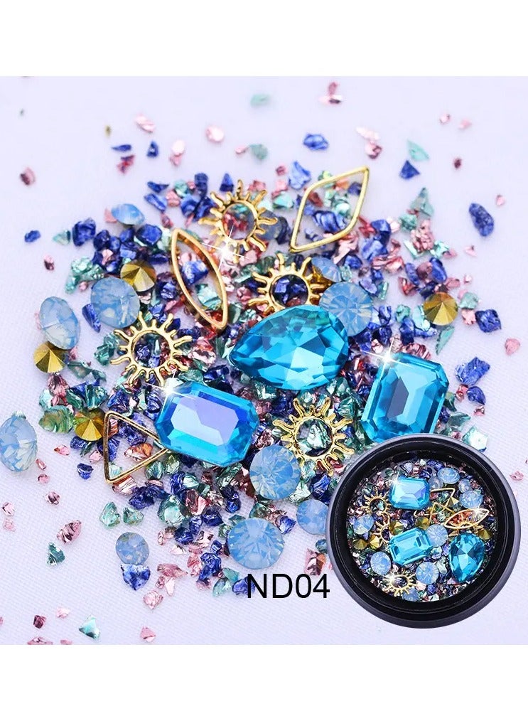 Mixed Size AB Crystal Glass Imitation Gems (Assorted Colors: Golden, Red, Green, Blue) for 3D Nail Art Decorations - Vibrant, Durable, and Easy to Apply - Perfect for Nail Artists and DIY Enthusiasts
