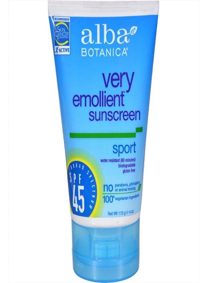 Very Emollient, Sport Sunscreen SPF 45 4 oz (Pack of 3)