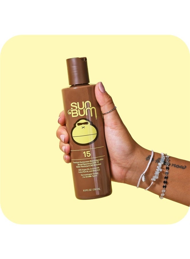 SPF 15 Browning Lotion | Vegan and Hawaii 104 Reef Act Compliant (Octinoxate & Oxybenzone Free) Broad Spectrum Moisturizing UVA/UVB Sunscreen Tanning Lotion with Vitamin E | 8.5 oz