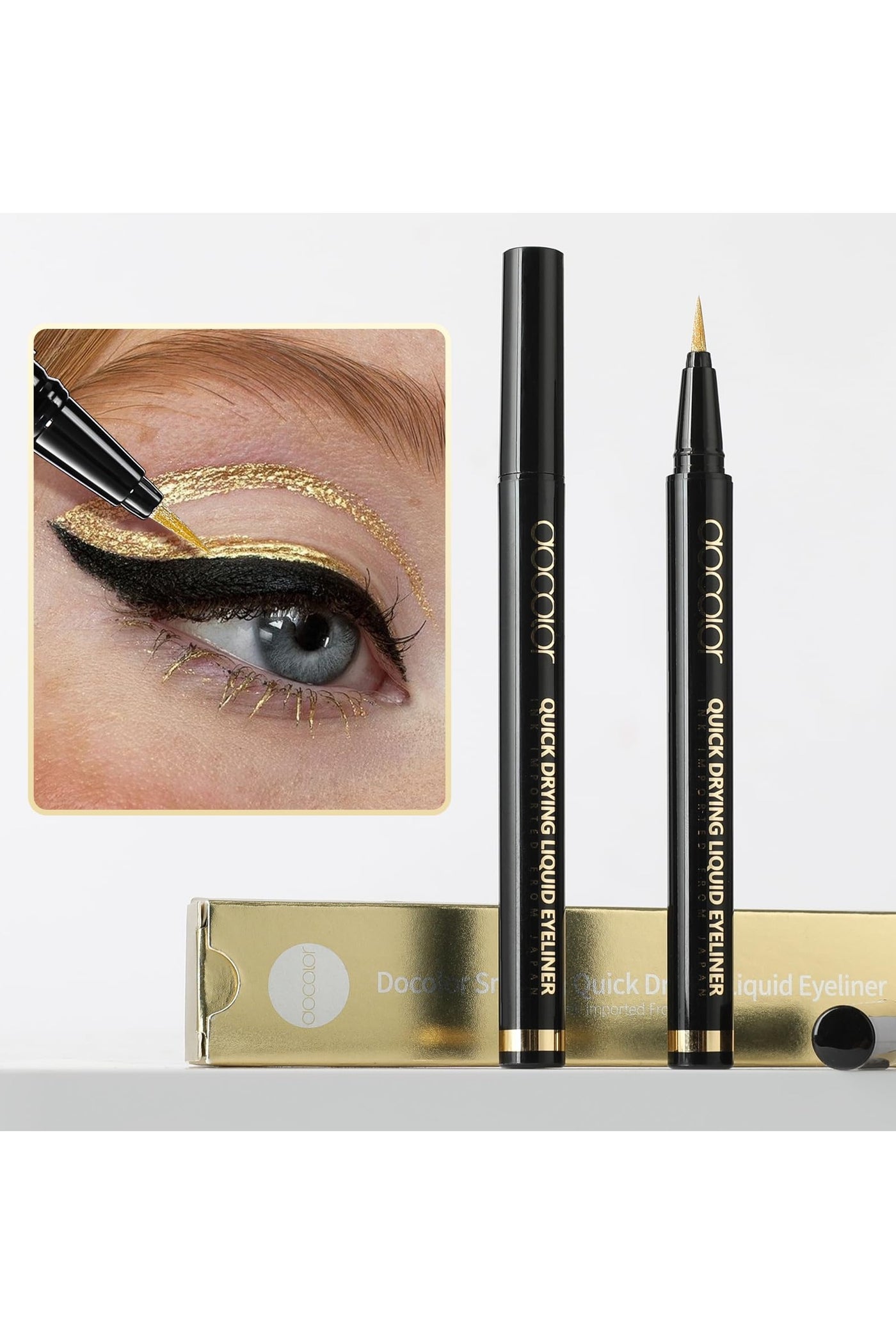 Waterproof Eyeliner Pen Super Slim Liquid Eye Liner Gel - Gold