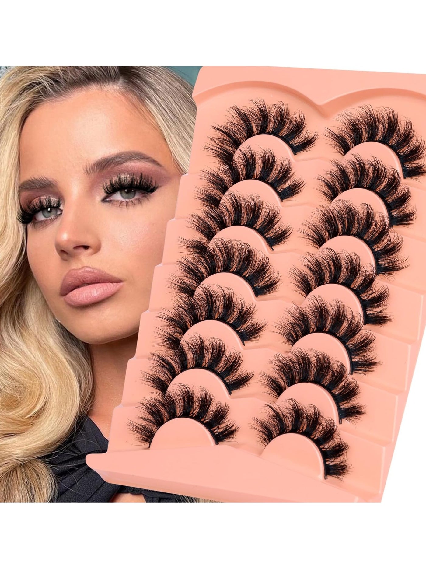 False Eyelashes Fluffy Lashes 18mm Thick Fake Eyelash 6D Russian Volume Strip Lashes Pack D Curl Wispy False Lashes