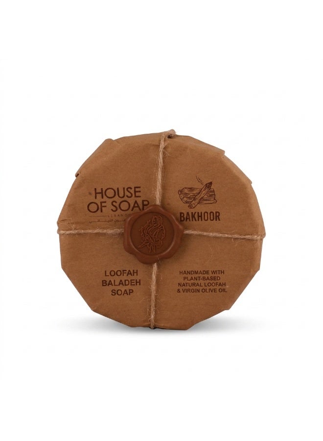 Loofah  Bakhour Traditional Baladi Soap Deep Cleansing Moisturizing Bath Soap for Soft Healthy Skin – 300g