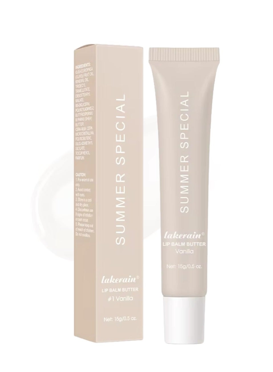 Summer Special Lip Butter Balm Non Greasy Soothes Dry Lip Care Oil Moisturizing Lightweight Summer Lip Balm for Dark and Dry Lips Hydrating and Nourishing Lip Gloss 15g Vanilla 01