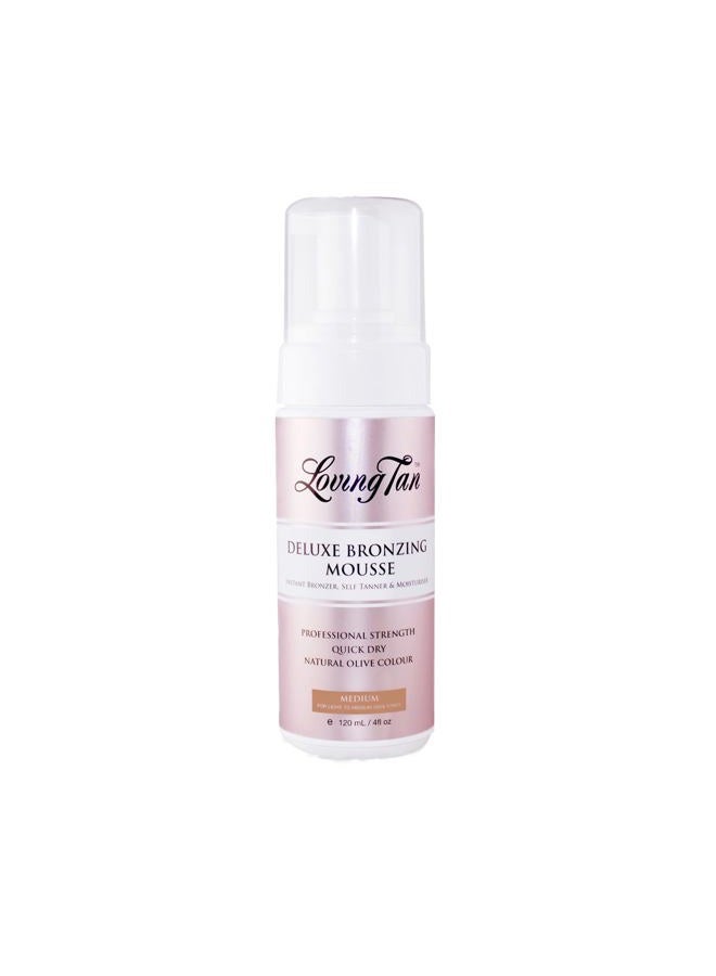Deluxe Self Tanning Bronzing Mousse, Dark - Streak Free, Professional Quality Sunless Tanning - Up to 5 Self Tanner Applications per Bottle, Cruelty Free, Naturally Derived DHA - 4 FL Oz
