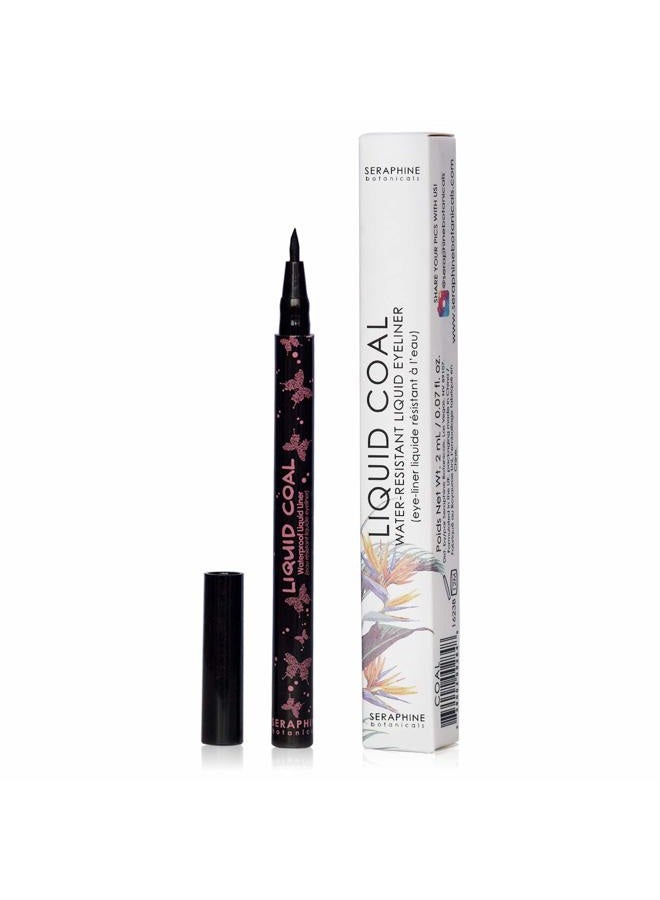 Waterproof Liquid Eye Liner - Long Lasting Liner Pen Brush Ultra Fine Tip Eye Gel Pigmented Makeup Black Smudge Resistant (Liquid Coal)