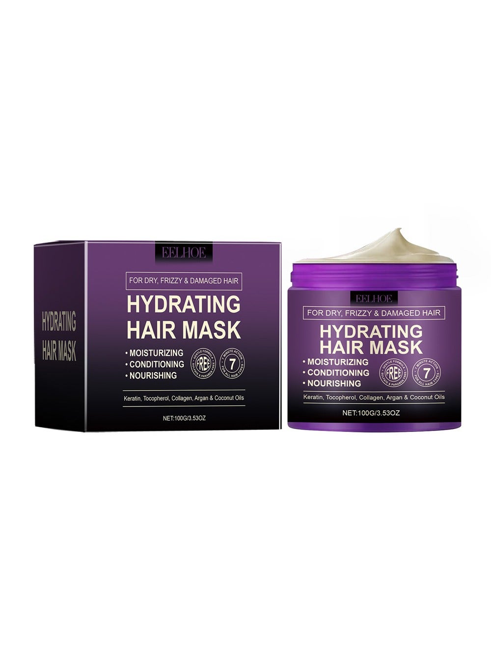 Hydrating Hair Mask Damaged Hair, Hair Moisturizing Conditioning Nourishing Mask for Frizzy, Dry, Damaged Hair, 100g