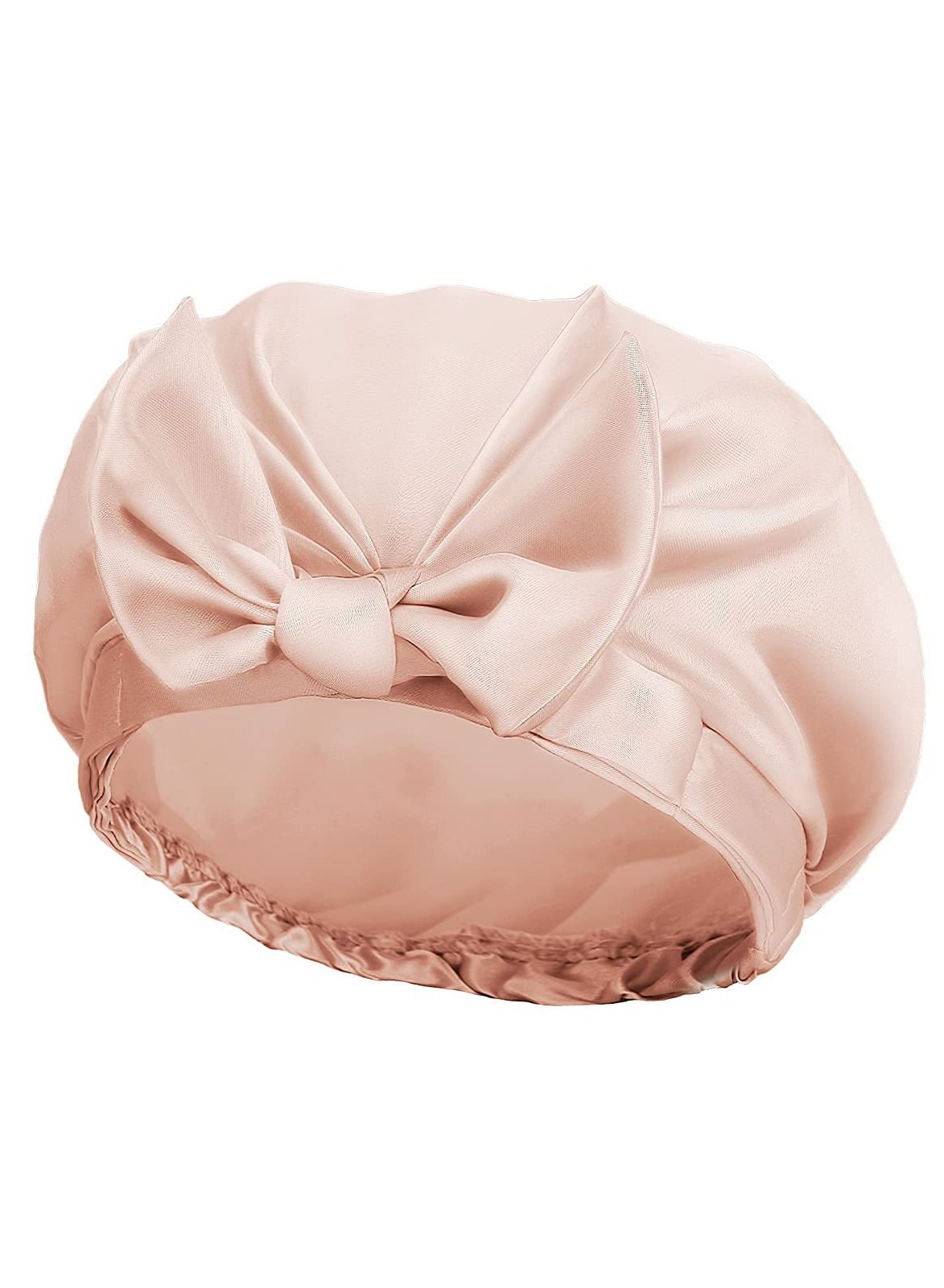Extra Large Shower Cap, Bowknot Double Layer Reusable Bath Hair Caps With Silky Satin for Women Beauty Bathing, Hair Spa, Home Hotel Travel Use