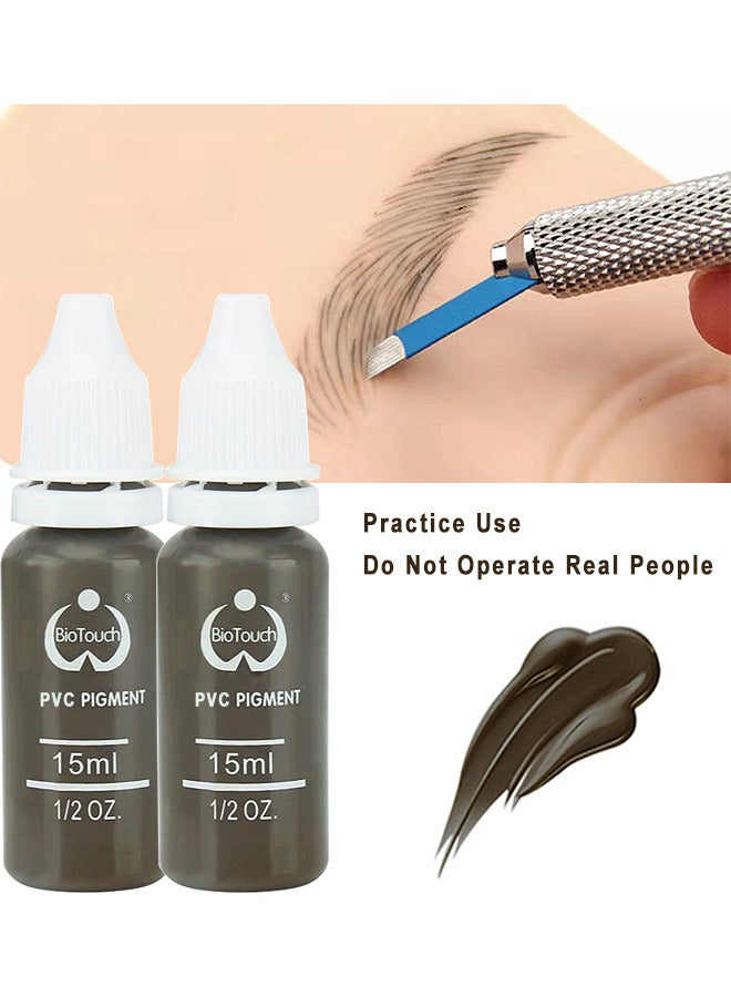 2PCS Eyebrow Pigment For Eyebrows/Brows - Micro pigments - Microblading pigments PMU - Machine Use - Medical Grade - No Mixing eyebrow pigment for shading For Professionals Only, Dark Coffee 1/2 oz