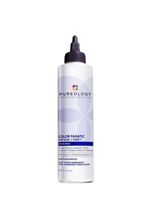 Color Fanatic Top Coat + Tone Blue High-Gloss Hair Toner | Toning Hair Gloss for Color-Treated Hair | Glaze For Dark Blonde to Brunette Hair | 6.7 Fl Oz