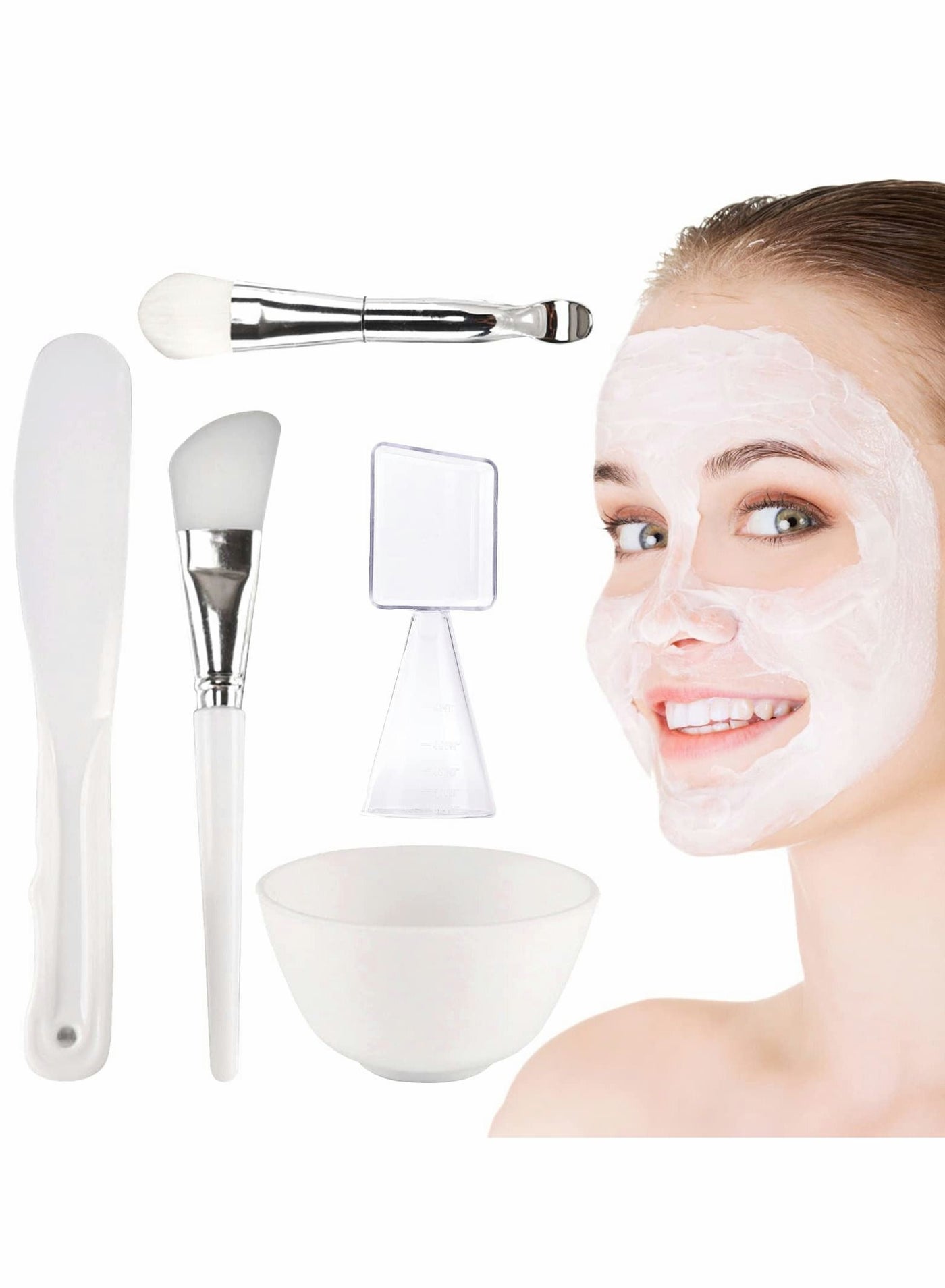 Face Mask Brush, Face Brush Set of 5, Face Mask Applicator, Soft Silicone Facial Applicator Brush Skin Care Beauty Tool for Applying Facial Mud Mask, Eye Mask or DIY