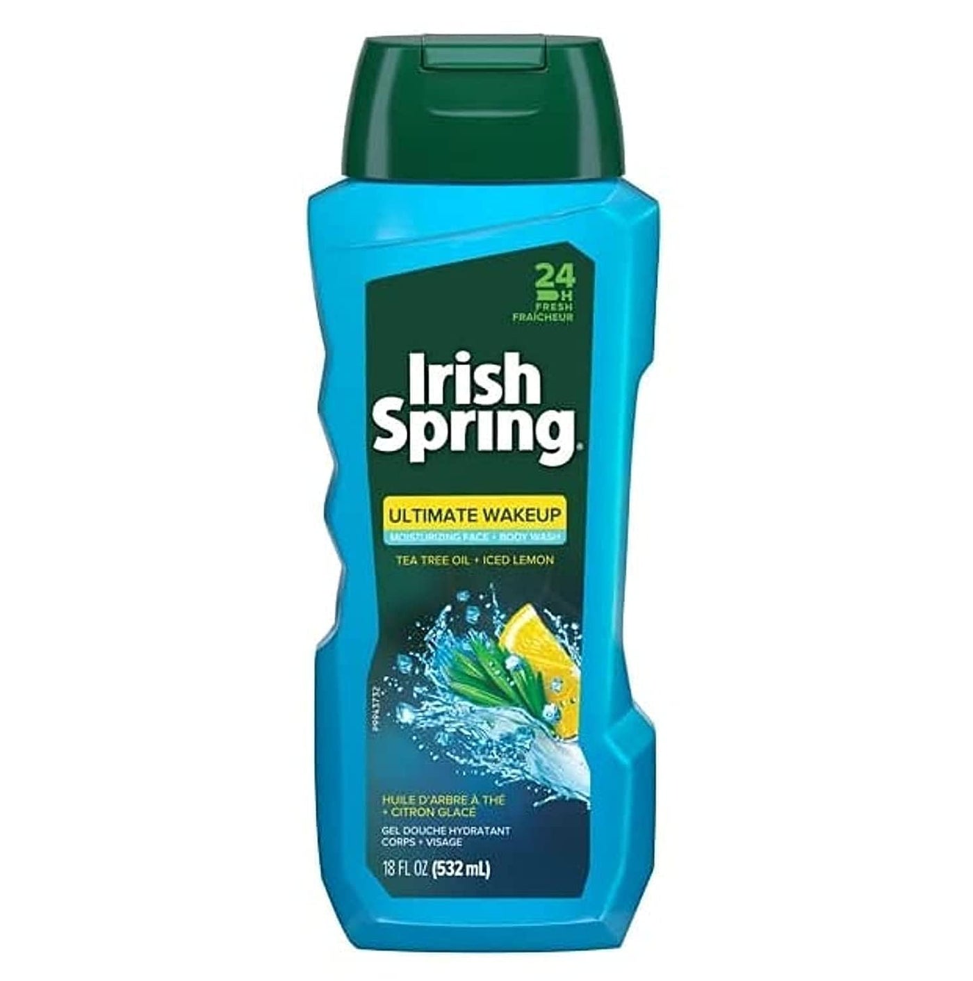 Irish Spring Ultimate Wake Up Tea Tree Face & Body Wash for Men, Moisturizing Body Wash Washes Away Bacteria - 18 Fl. Oz