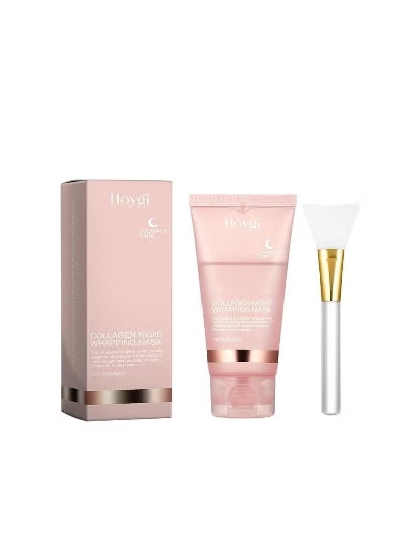 Collagen Night Wrapping Mask 75ml, Overnight Collagen Wrapping Mask, Korean Peel Off Facial Mask, Deep Collagen Hydration Lifting Firmness Tear Off Mask, 2.53 fl.oz (1pc)
