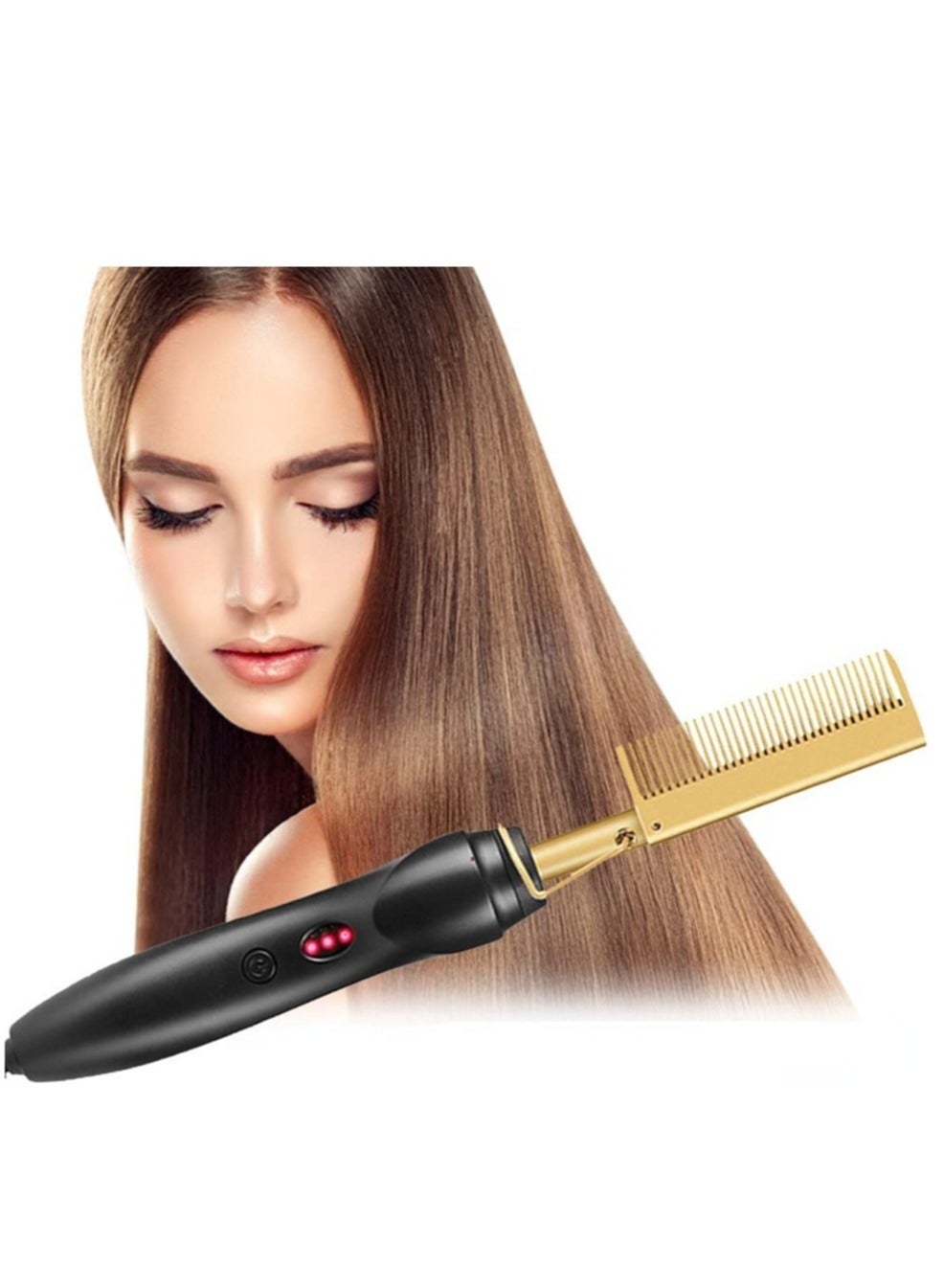 Electric Hot Flat Hair Straightening Smoothing Heating Iron Comb Brush