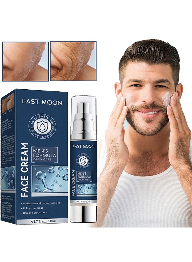 Face Cream - 6 In 1 Mens Face Moisturizer For Under Eye Bags, Moisturizing Face Cream For Men, Nourishing Skin And Wrinkles Face Cream For Dark Spots, Fine Lines, Crows Feet Eye 50ML