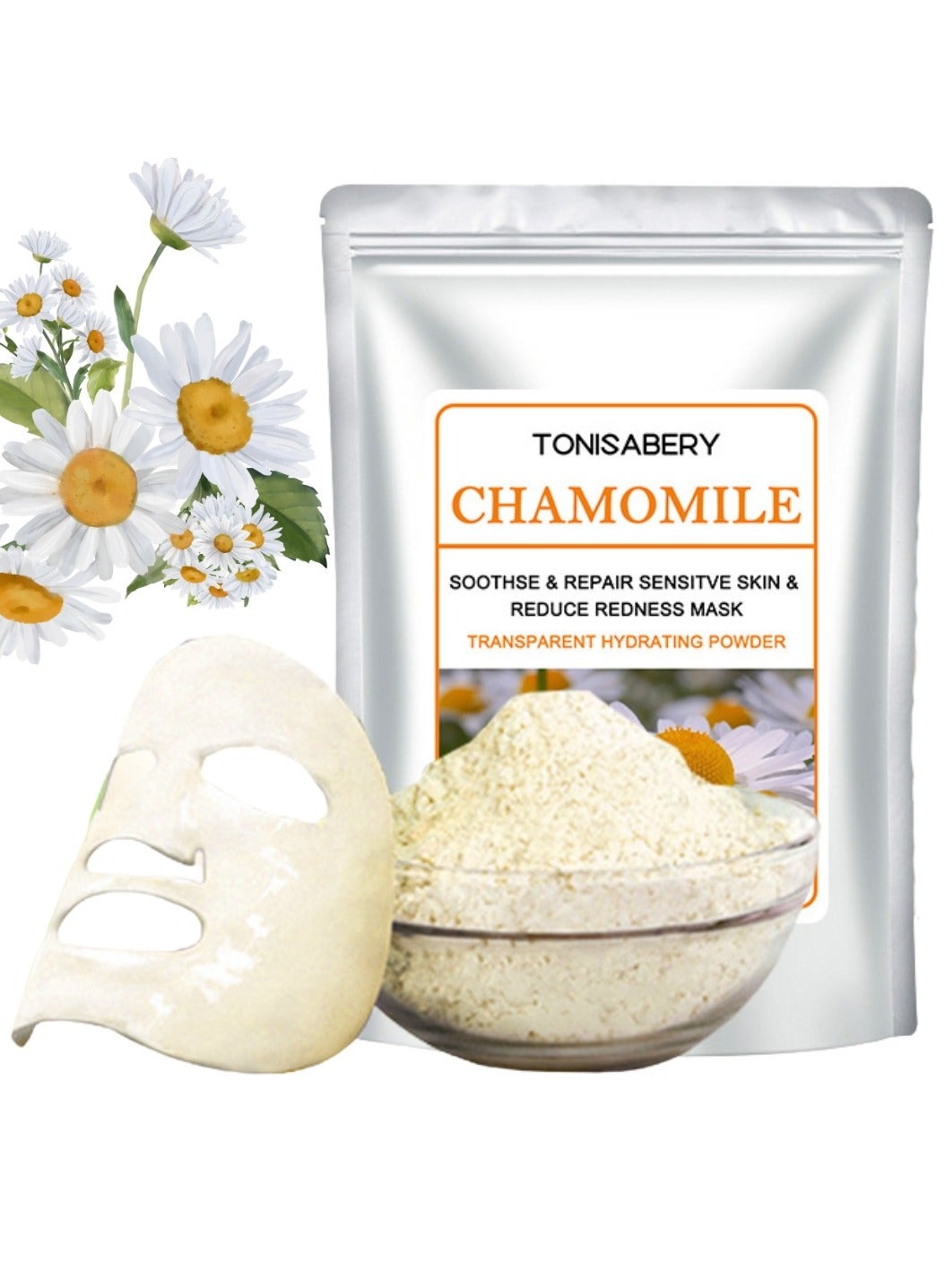 Chamomile Peel Off Face Mask Powder Soothes Repair Skin and Reduce Redness Facial Mask Transparent Hydrating Moisturizing Facial Mask Powder for Men and Women 20g