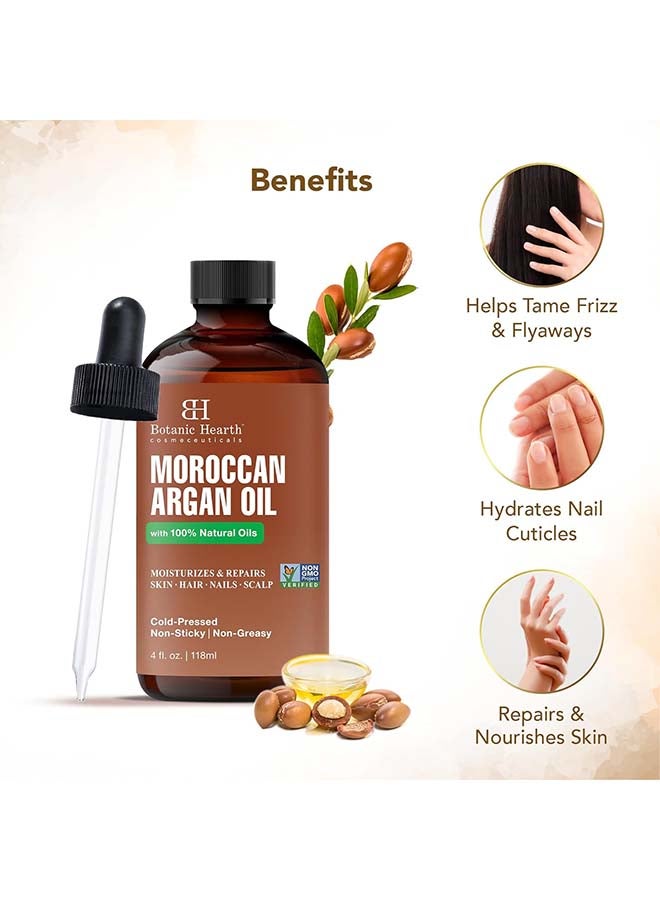 Moroccon Argan Hair Oil | 118 Ml | For Adult Hydration, Nourishing, Strengthening, Curly, Frizzy, Dry, Damaged Hair, Non-Gmo Verified - image 3