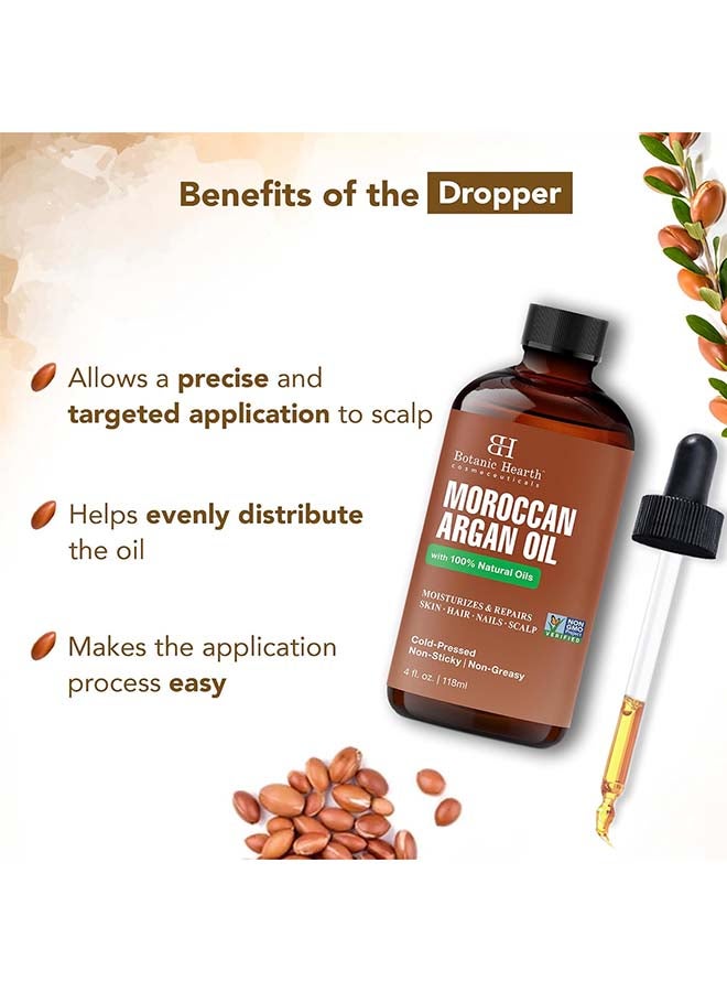 Moroccon Argan Hair Oil | 118 Ml | For Adult Hydration, Nourishing, Strengthening, Curly, Frizzy, Dry, Damaged Hair, Non-Gmo Verified - image 4