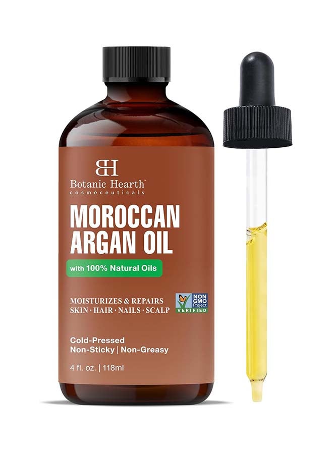 Moroccon Argan Hair Oil | 118 Ml | For Adult Hydration, Nourishing, Strengthening, Curly, Frizzy, Dry, Damaged Hair, Non-Gmo Verified