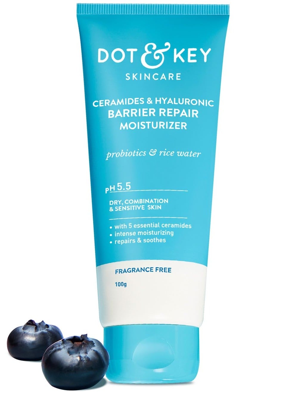 Dot & Key Ceramides Moisturizer with Hyaluronic for Intense Moisturizing and Skin Strengthening With Probiotic and Rice Water Barrier Repair Cream For Dry Skin Normal Skin and Sensitive Skin 100g