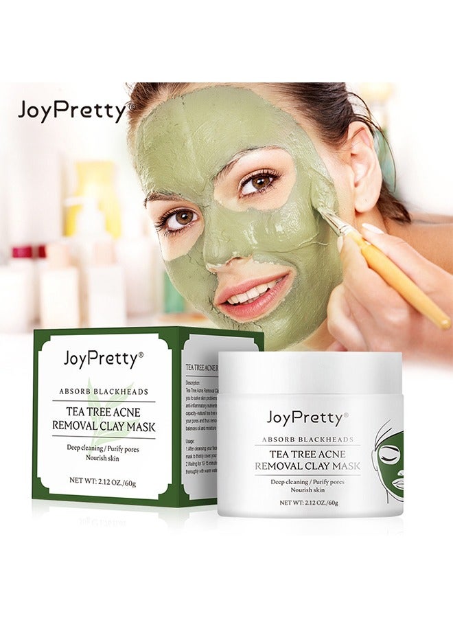 Tea Tree Acne Removal Clay Mask - Blackheads & Acne Removal Tea Tree Clay Face Mask Minimize Pores Reduce Blackhead & Acne Anti-Aging Wrinkle Reduction Skincare with Tea Tree Face Mask 60g